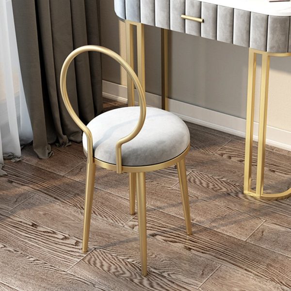 Contemporary Nordic Flannelette Leather Iron Dining Chair Backrest Armless For Dining Room - Image 8