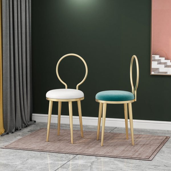 Contemporary Nordic Flannelette Leather Iron Dining Chair Backrest Armless For Dining Room - Image 10
