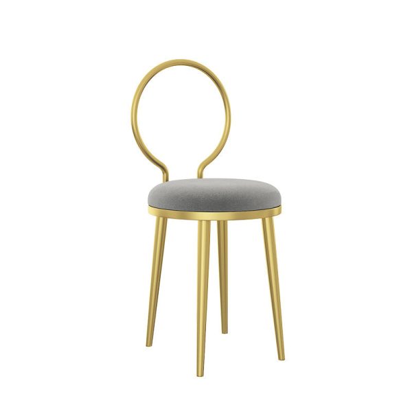 Contemporary Nordic Flannelette Leather Iron Dining Chair Backrest Armless For Dining Room - Image 19