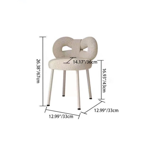 Contemporary Creative Bow Knot Lambswool Iron Vanity Stool Backrest Armless For Bedroom - Image 4
