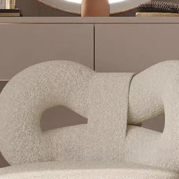 Contemporary Creative Bow Knot Lambswool Iron Vanity Stool Backrest Armless For Bedroom - Image 8