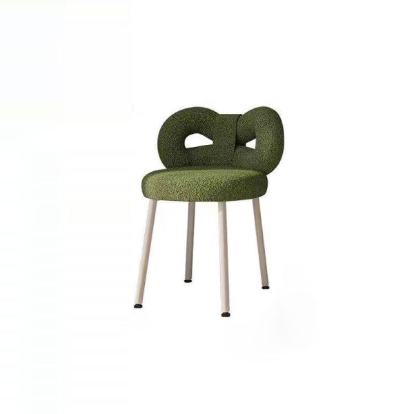 Contemporary Creative Bow Knot Lambswool Iron Vanity Stool Backrest Armless For Bedroom - Image 18