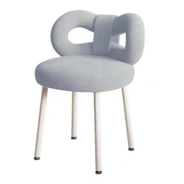 Contemporary Creative Bow Knot Lambswool Iron Vanity Stool Backrest Armless For Bedroom - Image 19