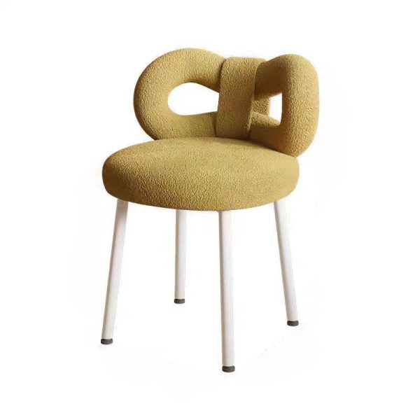 Contemporary Creative Bow Knot Lambswool Iron Vanity Stool Backrest Armless For Bedroom - Image 20