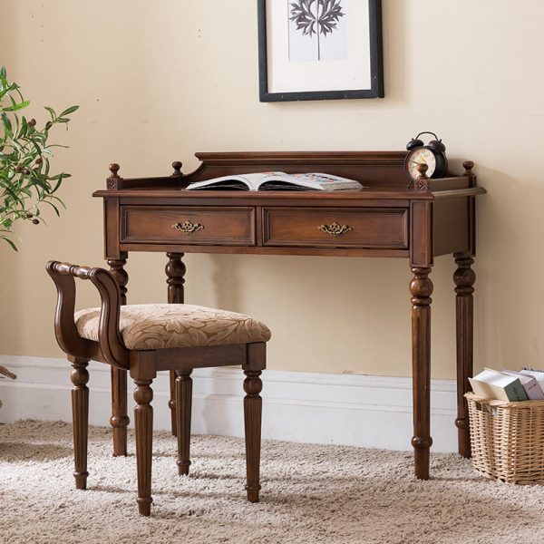 Traditional Vintage Fabric Rubber Wood Chair Backrest Armless For Living Room - Image 12