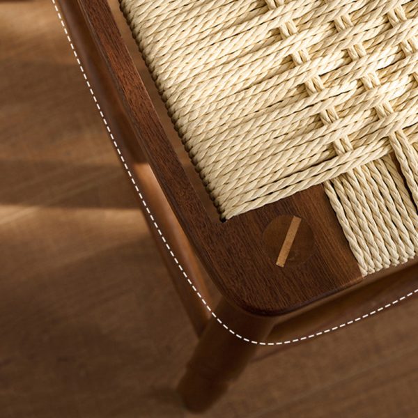 Contemporary Retro Kraft Paper Rope Cherry Wood Dining Chair Backless Armless For Dining Room - Image 6