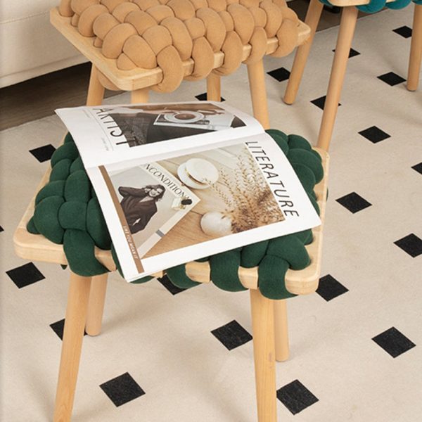 Modern Simplicity Fabric Weaving Wood Footstool Backless Armless For Living Room - Image 7