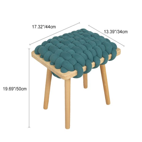 Modern Simplicity Fabric Weaving Wood Footstool Backless Armless For Living Room - Image 4