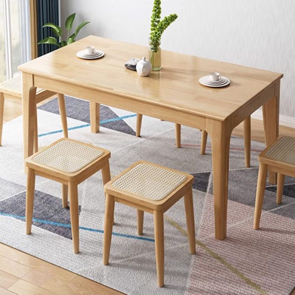 Contemporary Boho Rattan Solid Wood Dining Chair Backless Armless For Dining Room - Image 2