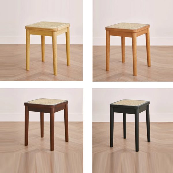 Contemporary Boho Rattan Solid Wood Dining Chair Backless Armless For Dining Room - Image 12