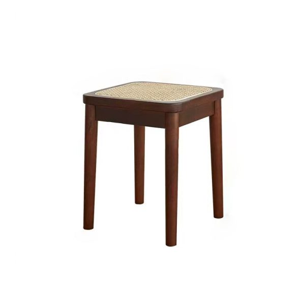 Contemporary Boho Rattan Solid Wood Dining Chair Backless Armless For Dining Room - Image 13
