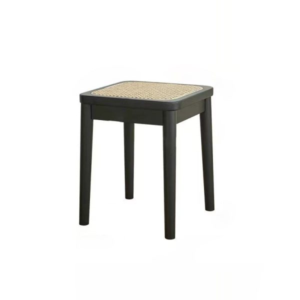 Contemporary Boho Rattan Solid Wood Dining Chair Backless Armless For Dining Room - Image 15