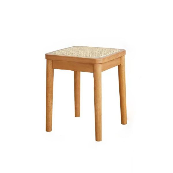 Contemporary Boho Rattan Solid Wood Dining Chair Backless Armless For Dining Room - Image 16