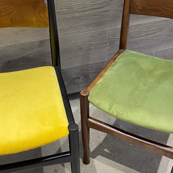 Modern Simplicity Ash Wood Velvet Dining Chair Backrest Armless For Dining Room - Image 6