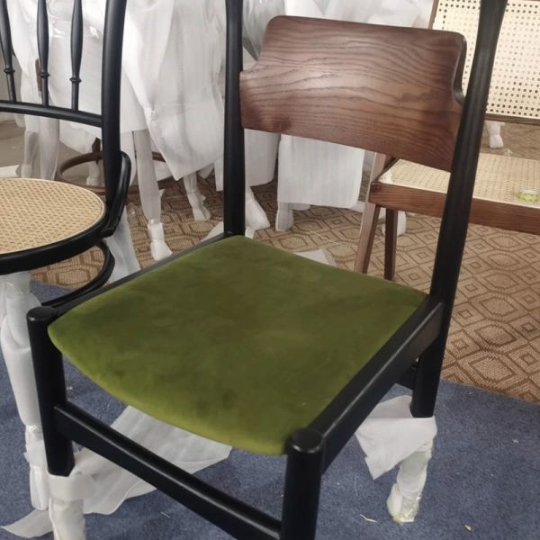 Modern Simplicity Ash Wood Velvet Dining Chair Backrest Armless For Dining Room - Image 9
