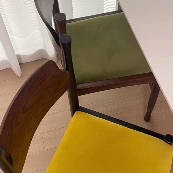 Modern Simplicity Ash Wood Velvet Dining Chair Backrest Armless For Dining Room - Image 10