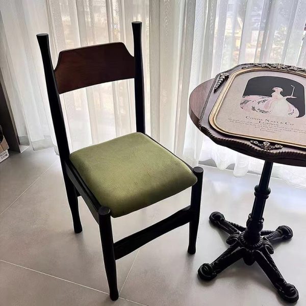 Modern Simplicity Ash Wood Velvet Dining Chair Backrest Armless For Dining Room - Image 17