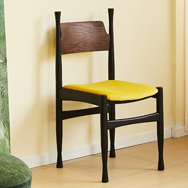 Modern Simplicity Ash Wood Velvet Dining Chair Backrest Armless For Dining Room - Image 18