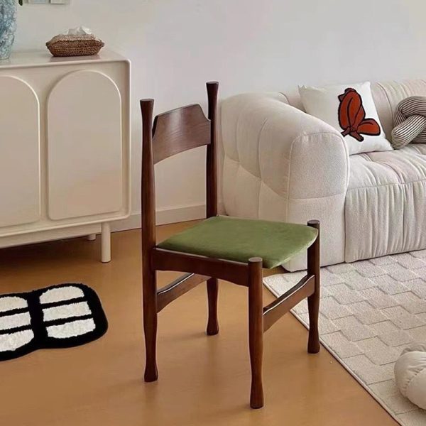Modern Simplicity Ash Wood Velvet Dining Chair Backrest Armless For Dining Room - Image 3