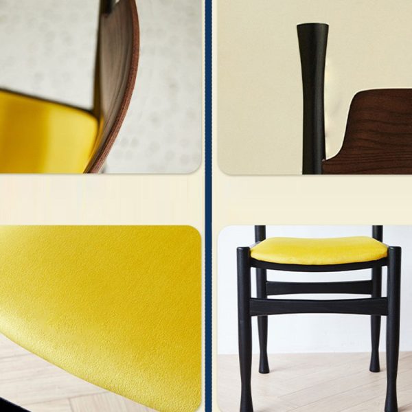 Modern Simplicity Ash Wood Velvet Dining Chair Backrest Armless For Dining Room - Image 5