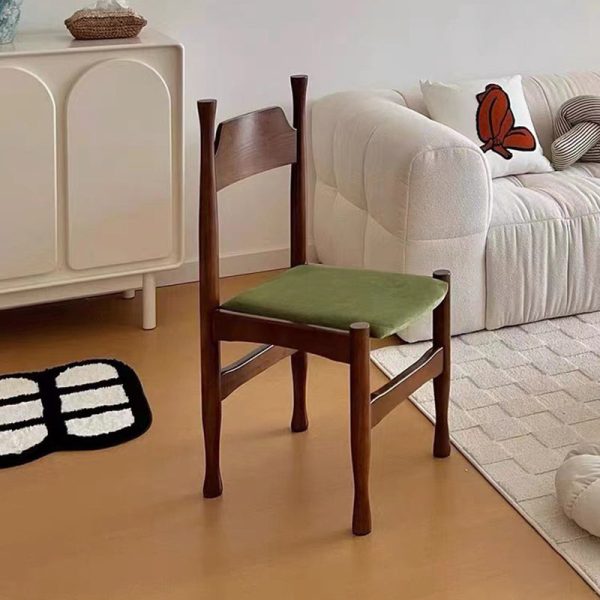 Modern Simplicity Ash Wood Velvet Dining Chair Backrest Armless For Dining Room - Image 15