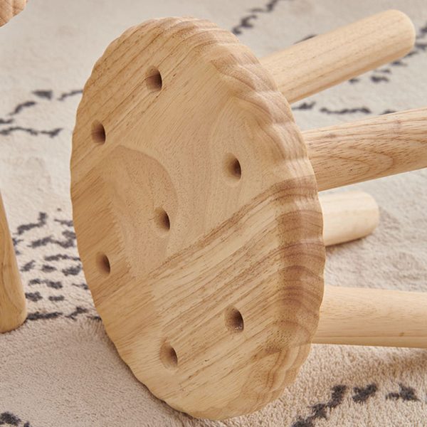 Contemporary Creative Biscuit Shape Wood Footstool Backless Armless For Living Room - Image 9