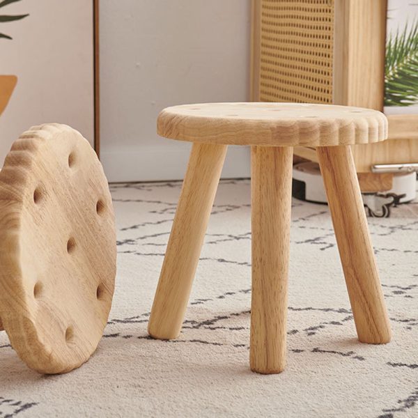 Contemporary Creative Biscuit Shape Wood Footstool Backless Armless For Living Room - Image 14