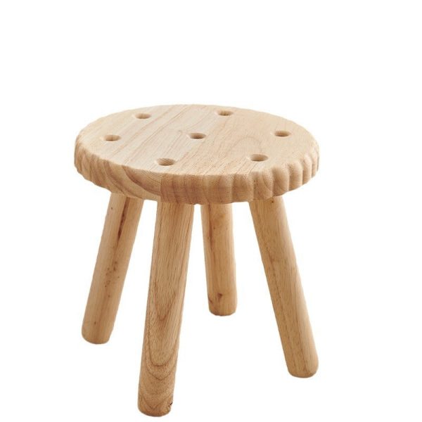 Contemporary Creative Biscuit Shape Wood Footstool Backless Armless For Living Room - Image 17