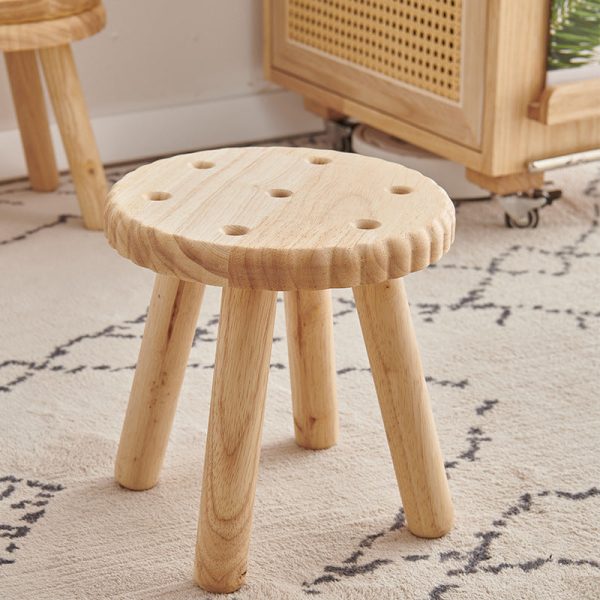 Contemporary Creative Biscuit Shape Wood Footstool Backless Armless For Living Room - Image 16