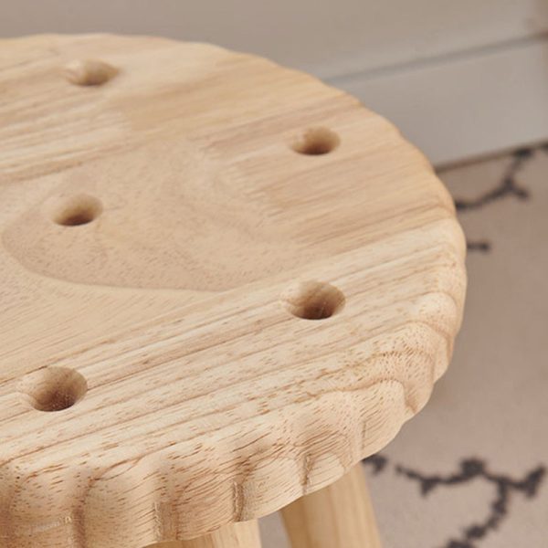 Contemporary Creative Biscuit Shape Wood Footstool Backless Armless For Living Room - Image 5