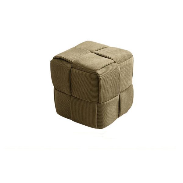 Contemporary Nordic Square Cube Corduroy Solid Wood Footstool Backless Armless For Living Room - Image 15