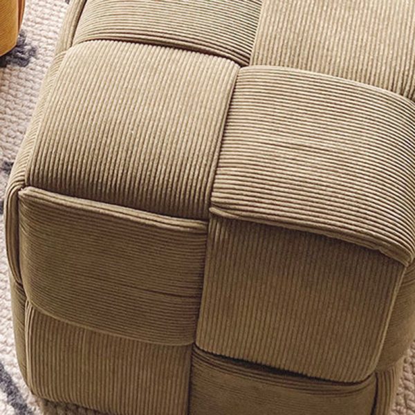 Contemporary Nordic Square Cube Corduroy Solid Wood Footstool Backless Armless For Living Room - Image 7