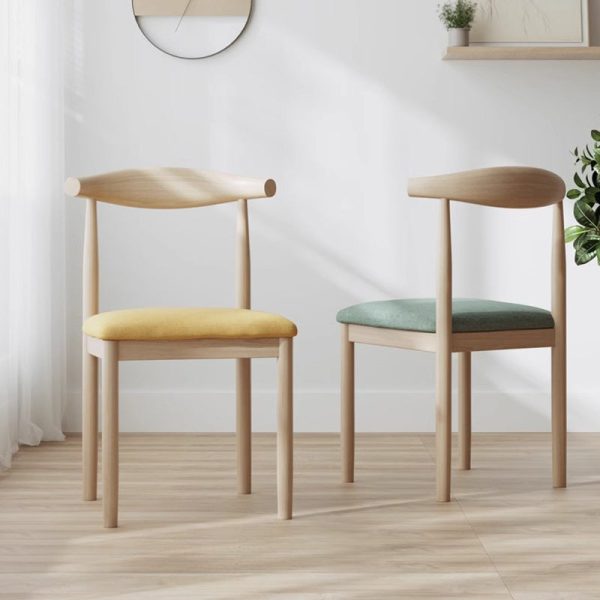 Modern Minimalist Cotton Solid Wood Dining Chair Backrest Armless For Dining Room - Image 3