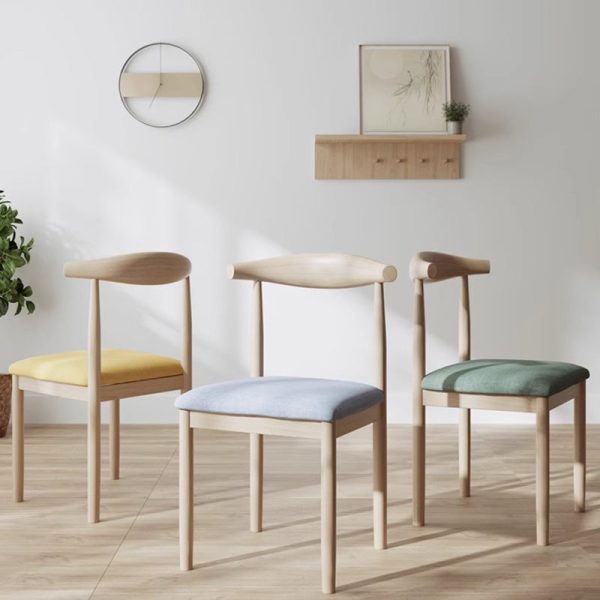 Modern Minimalist Cotton Solid Wood Dining Chair Backrest Armless For Dining Room - Image 2