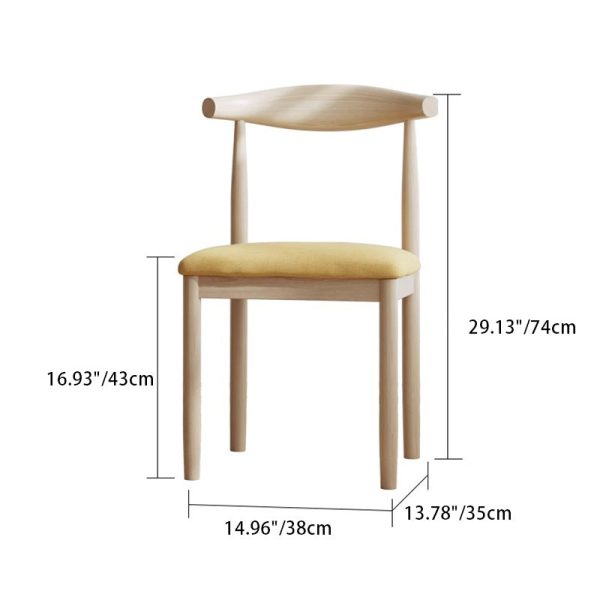Modern Minimalist Cotton Solid Wood Dining Chair Backrest Armless For Dining Room - Image 4
