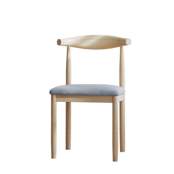 Modern Minimalist Cotton Solid Wood Dining Chair Backrest Armless For Dining Room - Image 14