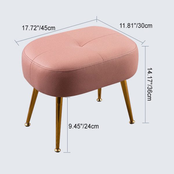 Contemporary Nordic Rectangle Technology Fabric Steel Footstool Backless Armless For Living Room - Image 4