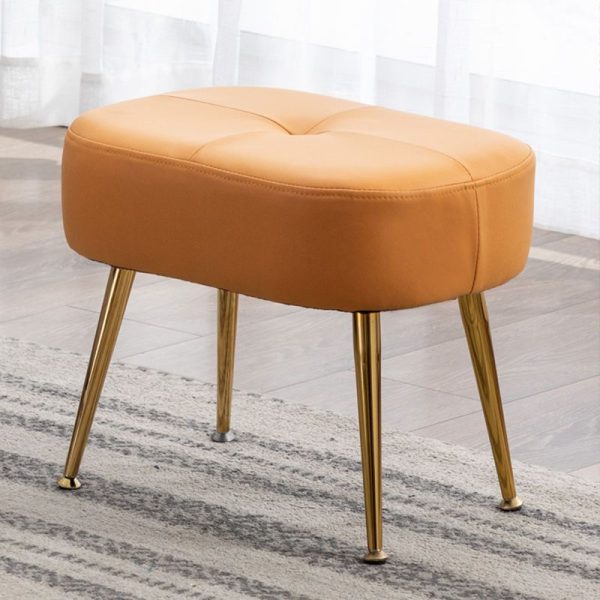 Contemporary Nordic Rectangle Technology Fabric Steel Footstool Backless Armless For Living Room - Image 2