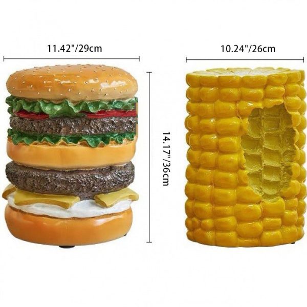 Contemporary Creative Hamburger Corn Footstool Backless Armless For Living Room - Image 4