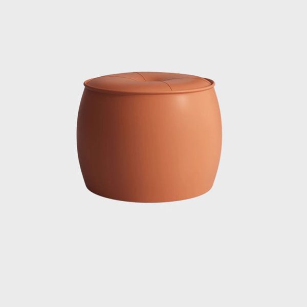 Contemporary Nordic Cylinder Leather Solid Wood Footstool For Living Room - Image 14