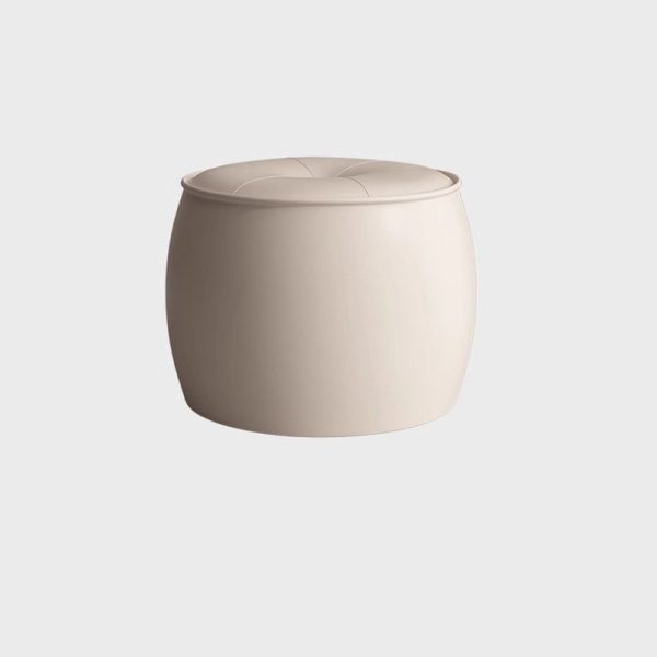 Contemporary Nordic Cylinder Leather Solid Wood Footstool For Living Room - Image 15