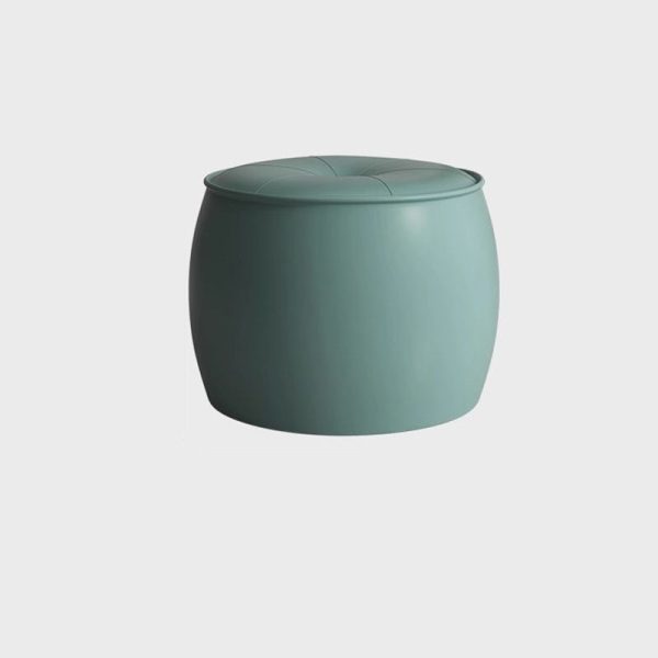 Contemporary Nordic Cylinder Leather Solid Wood Footstool For Living Room - Image 19