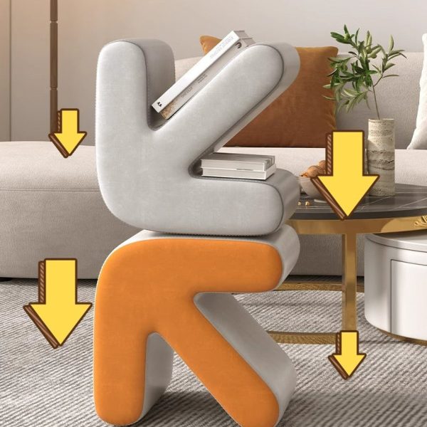 Contemporary Creative Arrow Flannelette Solid Wood Footstool Backless Armless For Living Room - Image 9