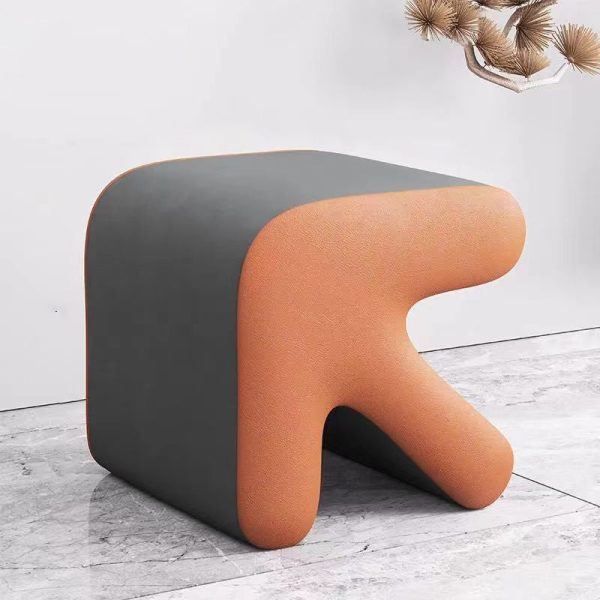 Contemporary Creative Arrow Flannelette Solid Wood Footstool Backless Armless For Living Room - Image 13