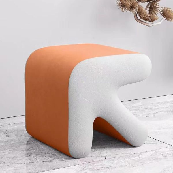 Contemporary Creative Arrow Flannelette Solid Wood Footstool Backless Armless For Living Room - Image 17
