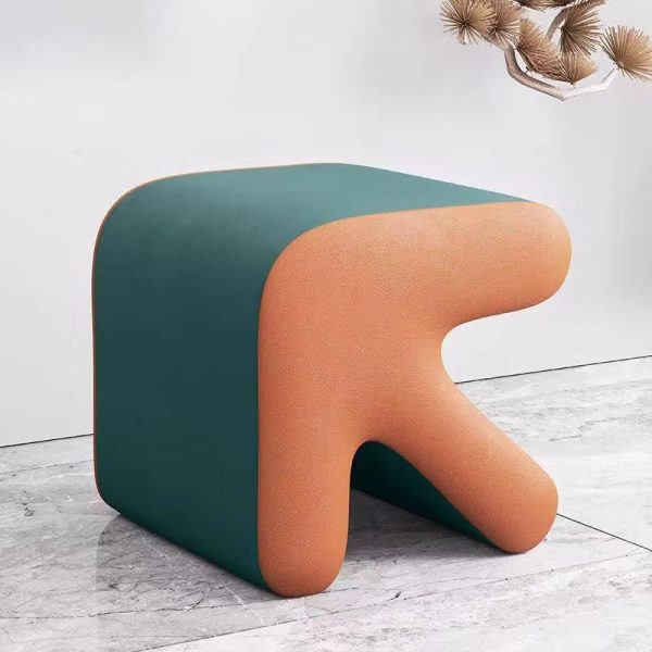Contemporary Creative Arrow Flannelette Solid Wood Footstool Backless Armless For Living Room - Image 16