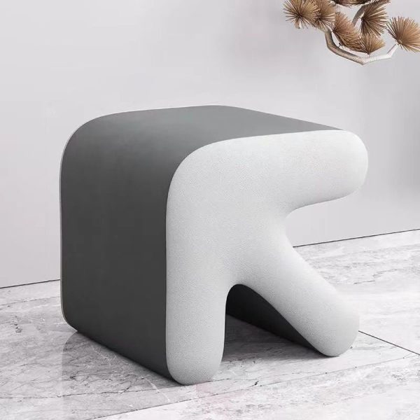 Contemporary Creative Arrow Flannelette Solid Wood Footstool Backless Armless For Living Room - Image 14
