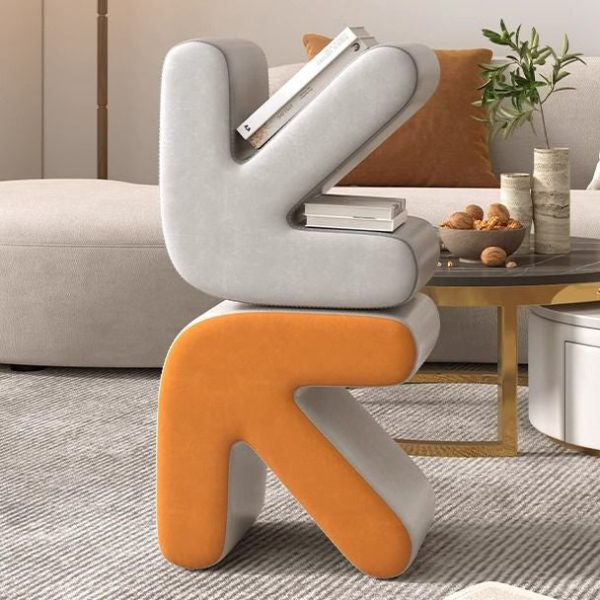 Contemporary Creative Arrow Flannelette Solid Wood Footstool Backless Armless For Living Room - Image 12