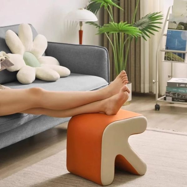 Contemporary Creative Arrow Flannelette Solid Wood Footstool Backless Armless For Living Room - Image 11
