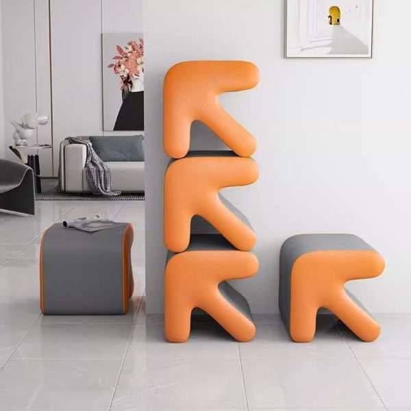 Contemporary Creative Arrow Flannelette Solid Wood Footstool Backless Armless For Living Room - Image 3